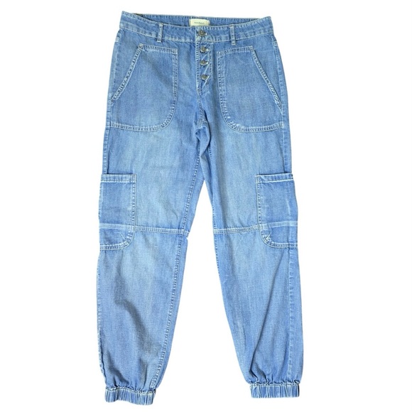 🦋Sundance Jolienne Lightweight Denim Jogger Cargo Pants Button Fly Size 2 - Picture 7 of 9